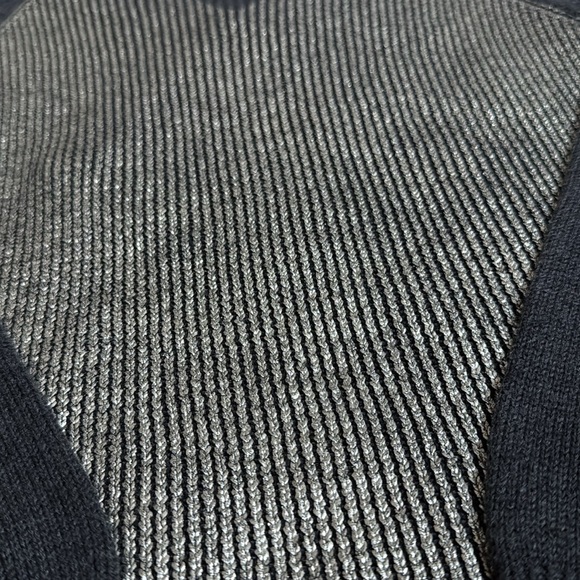 Halogen Gray And Gold Crew Neck Sweater with Ribbed Knit - Picture 2 of 6